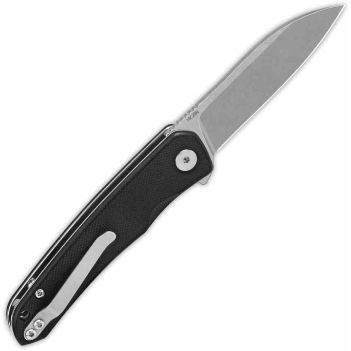 Couteau QSP Otter Black Manche G10 Lame Acier 14C28N SW IKBS Linerlock Clip QS140C1 - Livraison Gratuite
