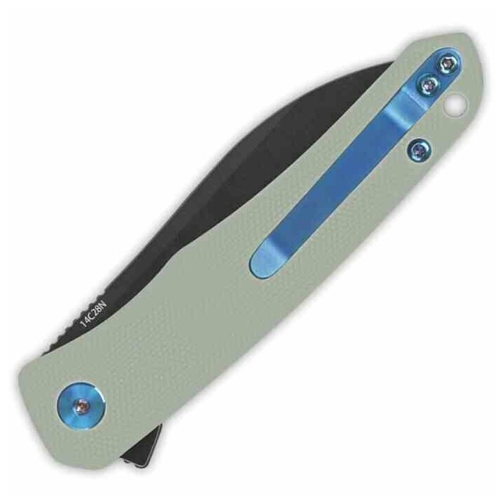 Couteau QSP Otter Jade Manche G10 Lame Acier 14C28N BLK IKBS Linerlock Clip QS140D2 - Livraison Gratuite