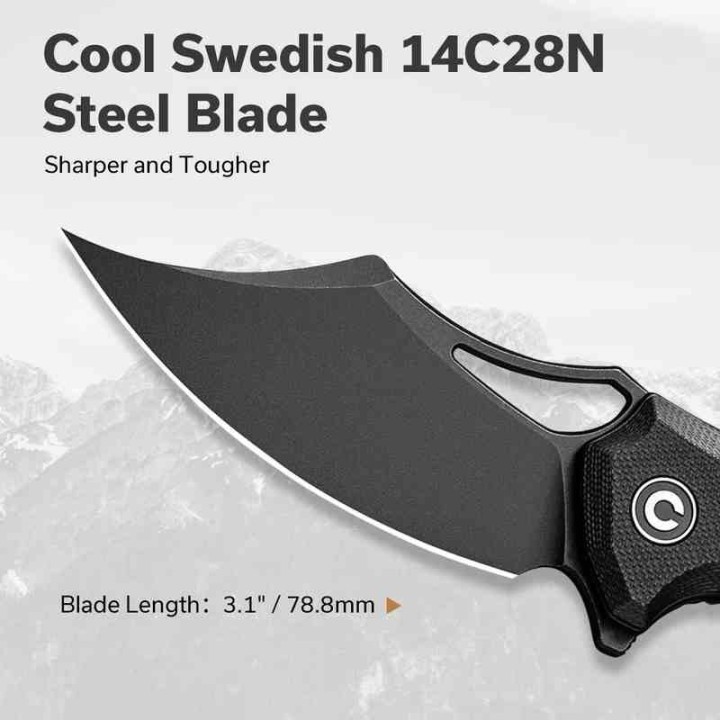 Couteau CIVIVI Chiro Black Manche G10 Lame Acier 14C28N Blk Clip Point IKBS Linerlock Clip CIVC230461 - Livraison Gratuite