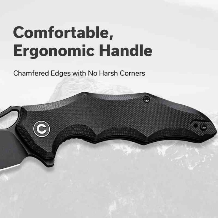 Couteau CIVIVI Chiro Black Manche G10 Lame Acier 14C28N Blk Clip Point IKBS Linerlock Clip CIVC230461 - Livraison Gratuite