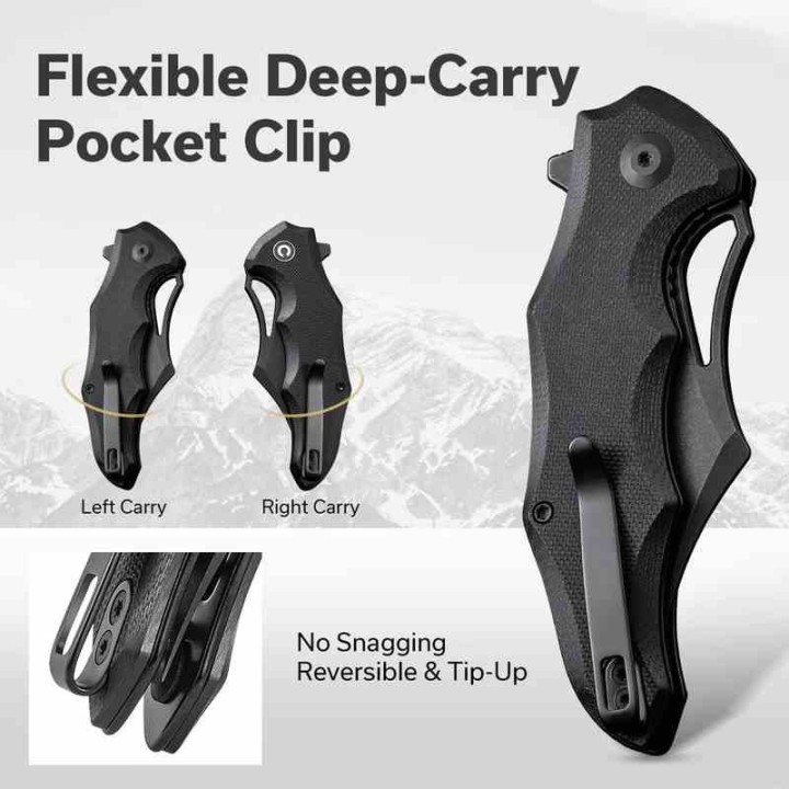 Couteau CIVIVI Chiro Black Manche G10 Lame Acier 14C28N Blk Clip Point IKBS Linerlock Clip CIVC230461 - Livraison Gratuite