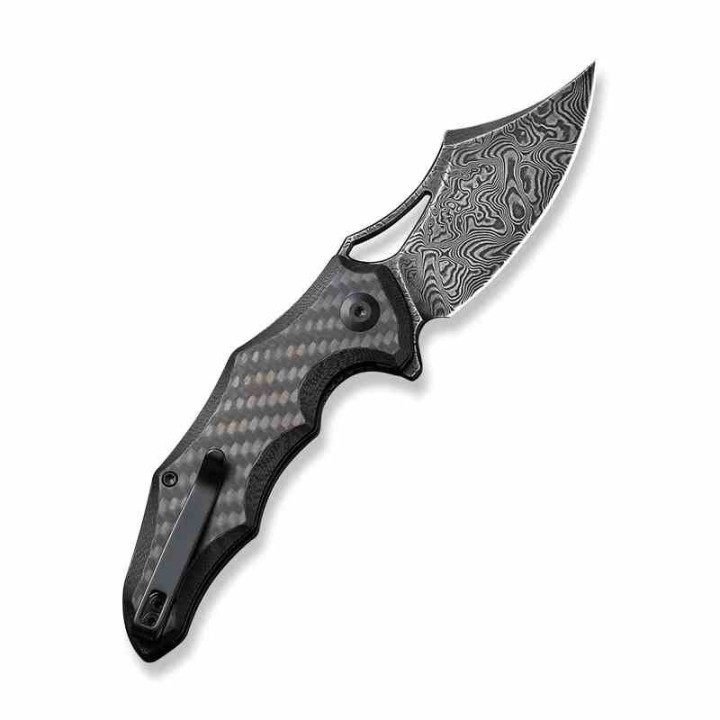 Couteau CIVIVI Chiro Black Manche G10/Carbon Fiber Lame Acier Damas Clip Point IKBS Clip CIVC23046DS1 - Livraison Gratuite