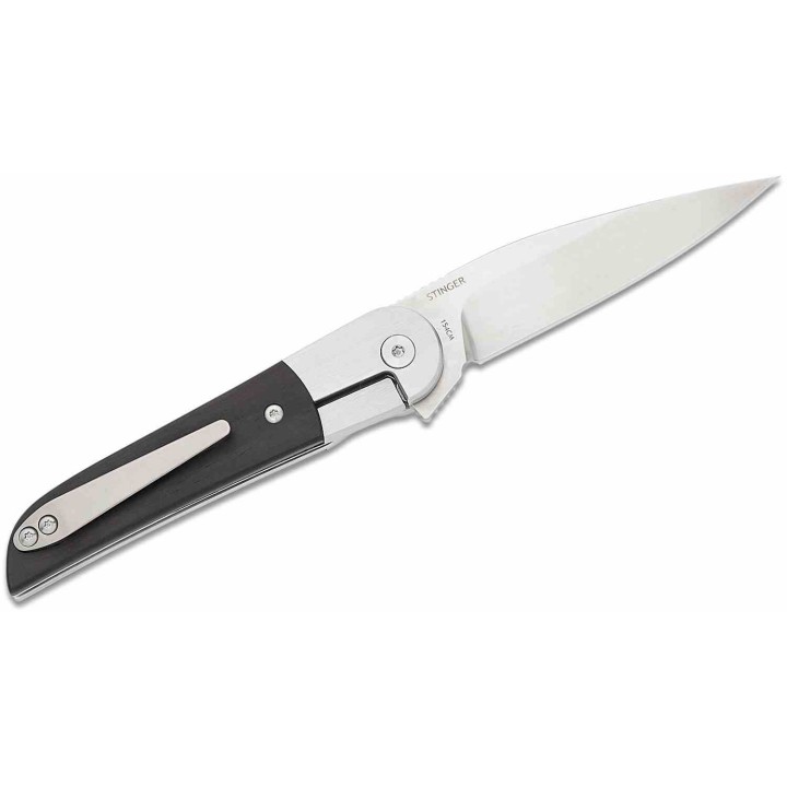 Couteau Finch STINGER Ebony Manche Bois Lame Acier 154CM Bolster Lock IKBS Clip FKCST212 - Livraison Gratuite