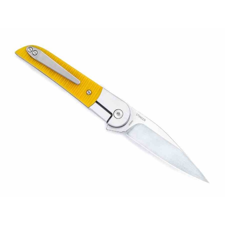 Couteau Finch STINGER Yellow Jacket Manche Os Lame Acier 154CM Bolster Lock IKBS Clip FKCST367 - Livraison Gratuite
