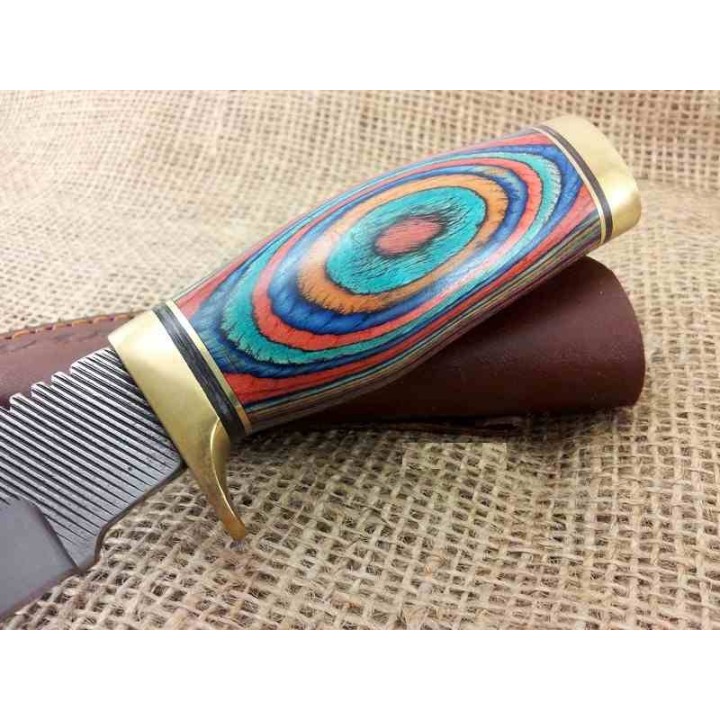 Lot de 2 Couteau de Chasse Fabrication Artisanale à partir d'une Scie Manche Bois Etui Cuir SM1 - Livraison Gratuite