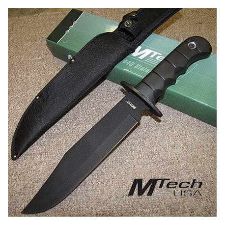 Couteau de Survie Mtech Bowie Lame Acier 440 Manche Abs Etui Nylon MT096 - Livraison Gratuite