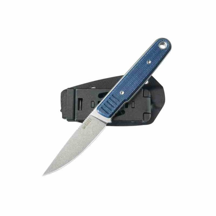 Couteau Kubey JL Fixie Blue Manche Micarta Lame Beadblast Acier 14C28N Etui Kydex KUB356B - Livraison Gratuite