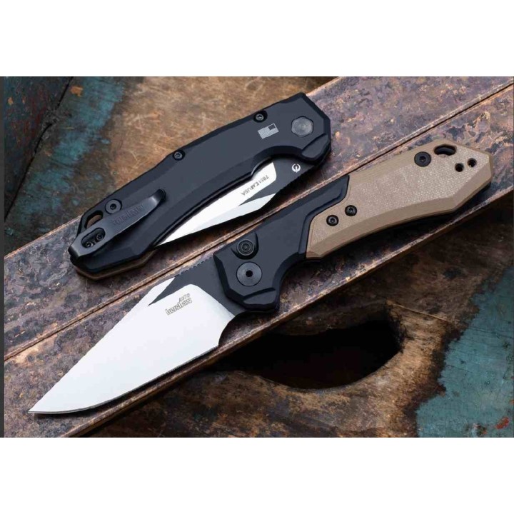 Couteau Automatique Kershaw Launch 19 Lame Acier CPM-154 Manche Black/Brown G10/Aluminum Clip USA KS7851 - Livraison Gratuite