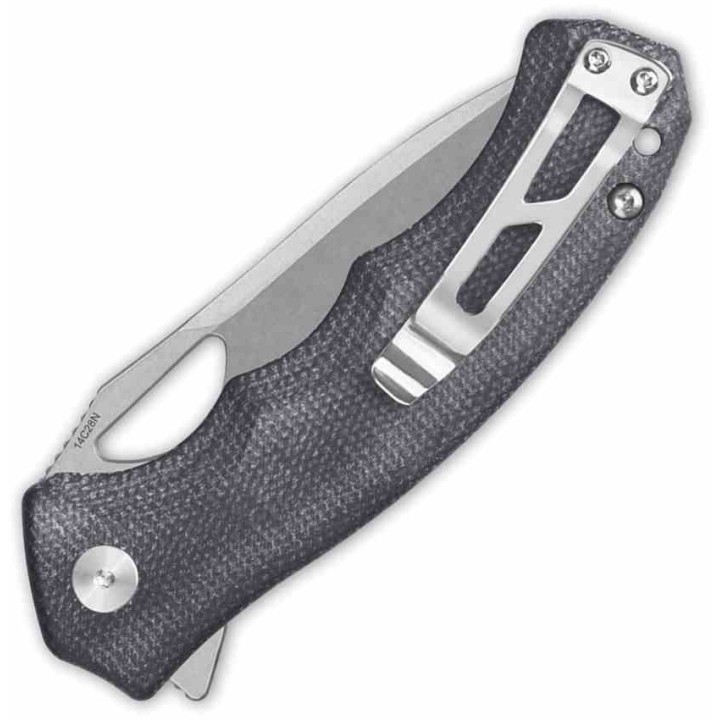Couteau QSP Gorilla Black Manche Micarta Lame Acier 14C28N SW IKBS Linerlock Clip QS153A1 - Livraison Gratuite