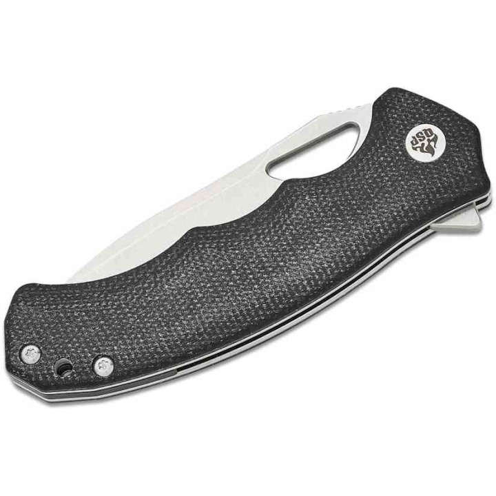 Couteau QSP Gorilla Black Manche Micarta Lame Acier 14C28N SW IKBS Linerlock Clip QS153A1 - Livraison Gratuite