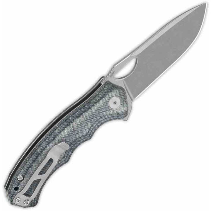 Couteau QSP Gorilla Denim Manche Micarta Lame Acier 14C28N SW IKBS Linerlock Clip QS153B1 - Livraison Gratuite