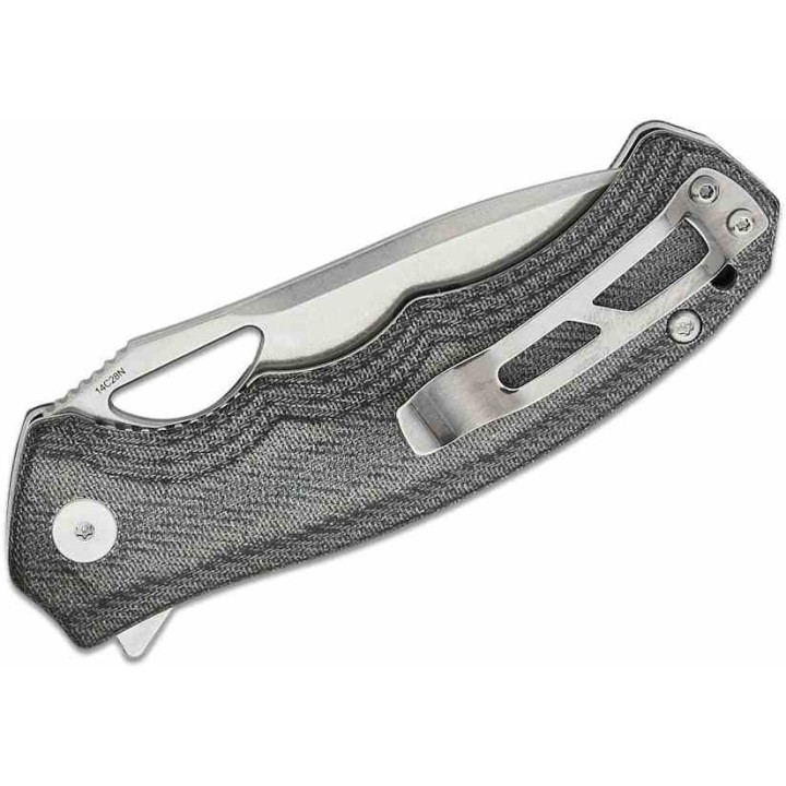 Couteau QSP Gorilla Denim Manche Micarta Lame Acier 14C28N SW IKBS Linerlock Clip QS153B1 - Livraison Gratuite