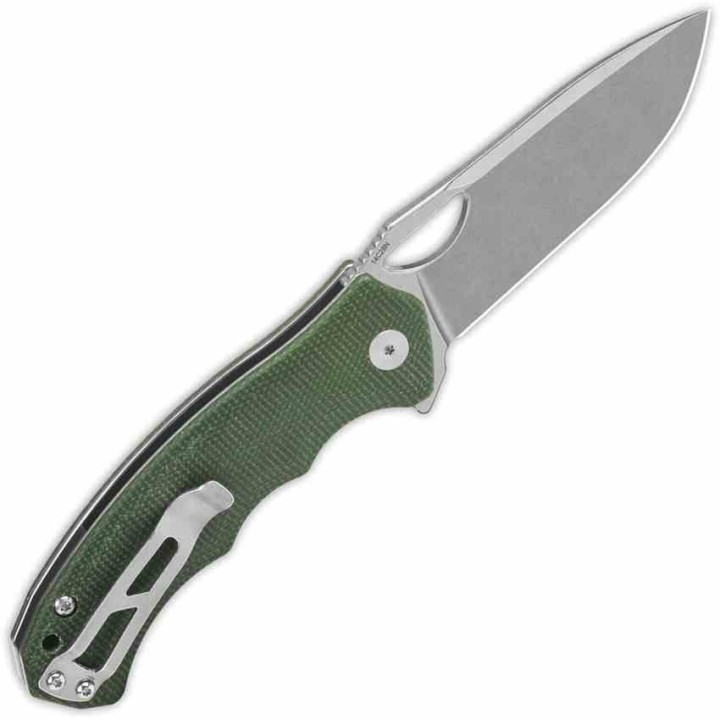 Couteau QSP Gorilla Green Manche Micarta Lame Acier 14C28N SW IKBS Linerlock Clip QS153C1 - Livraison Gratuite