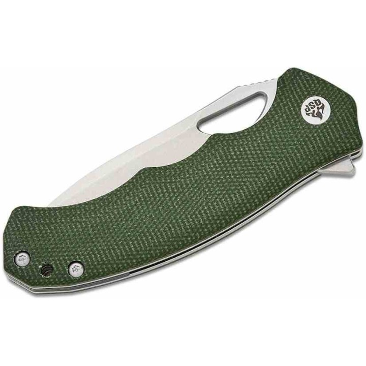 Couteau QSP Gorilla Green Manche Micarta Lame Acier 14C28N SW IKBS Linerlock Clip QS153C1 - Livraison Gratuite