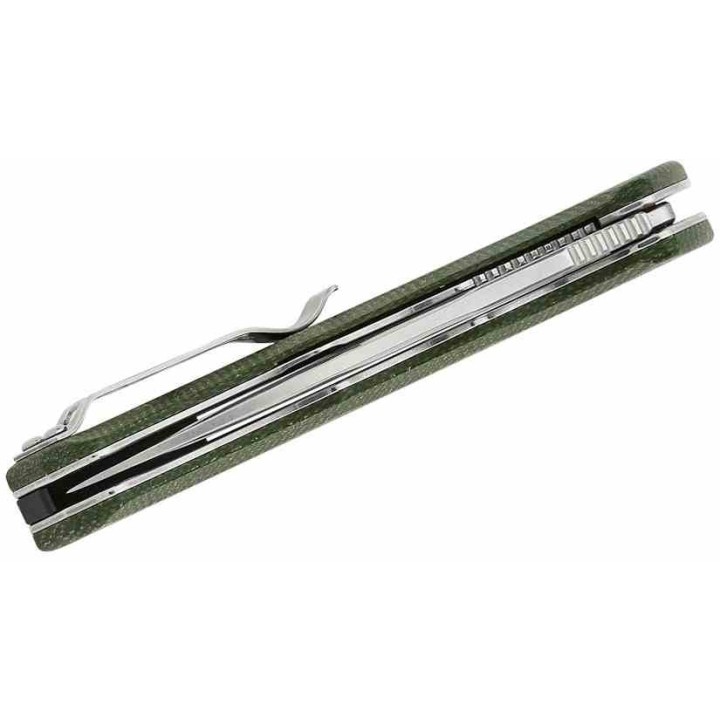 Couteau QSP Gorilla Green Manche Micarta Lame Acier 14C28N SW IKBS Linerlock Clip QS153C1 - Livraison Gratuite