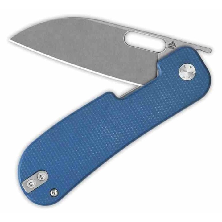 Couteau QSP Variant PE Blue Manche Micarta Lame Acier 14C28N SW Sheepsfoot IKBS Linerlock Clip QS154C - Livraison Gratuite