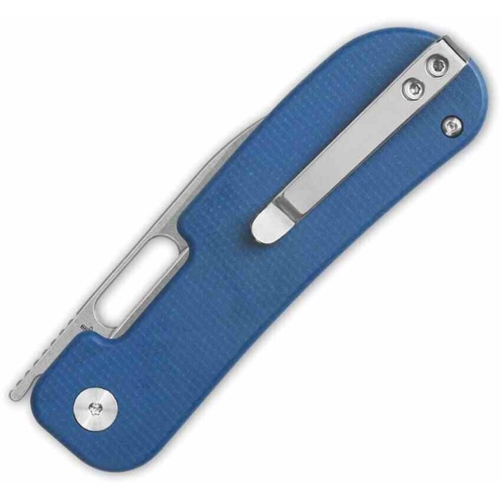 Couteau QSP Variant PE Blue Manche Micarta Lame Acier 14C28N SW Sheepsfoot IKBS Linerlock Clip QS154C - Livraison Gratuite