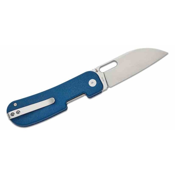 Couteau QSP Variant PE Blue Manche Micarta Lame Acier 14C28N SW Sheepsfoot IKBS Linerlock Clip QS154C - Livraison Gratuite