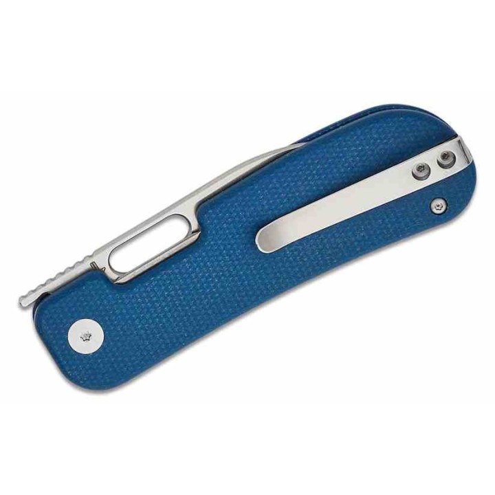 Couteau QSP Variant PE Blue Manche Micarta Lame Acier 14C28N SW Sheepsfoot IKBS Linerlock Clip QS154C - Livraison Gratuite