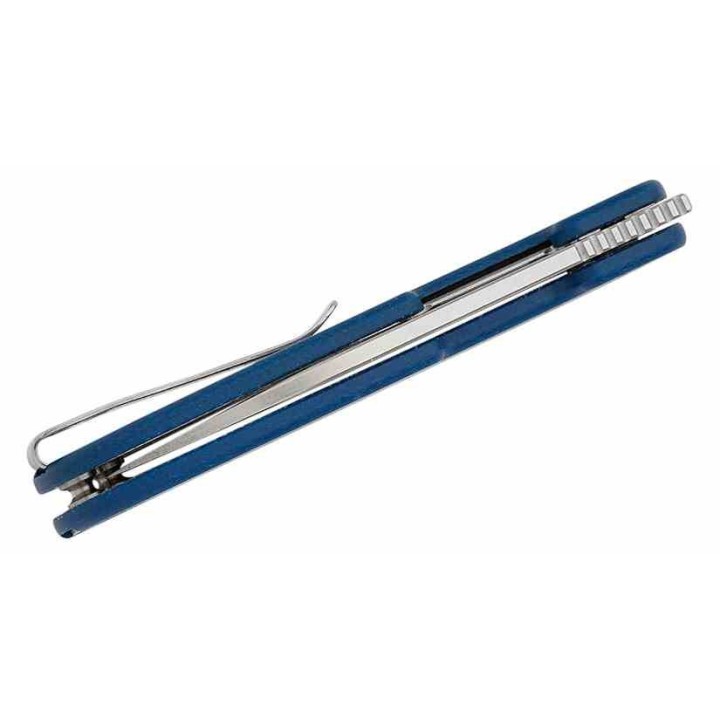 Couteau QSP Variant PE Blue Manche Micarta Lame Acier 14C28N SW Sheepsfoot IKBS Linerlock Clip QS154C - Livraison Gratuite