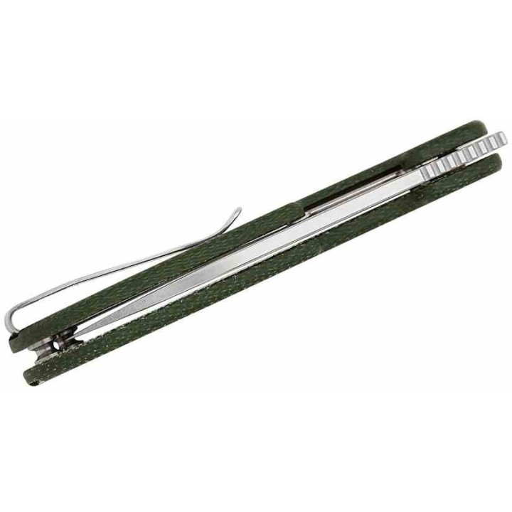 Couteau QSP Variant PE Green Manche Micarta Lame Acier 14C28N SW Sheepsfoot IKBS Linerlock Clip QS154D - Livraison Gratuite