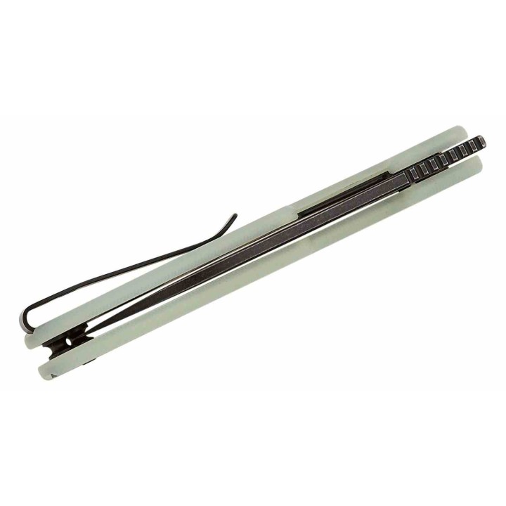 Couteau QSP Variant PE Jade Manche G10 Lame Acier 14C28N BLK Sheepsfoot IKBS Linerlock Clip QS154B - Livraison Gratuite