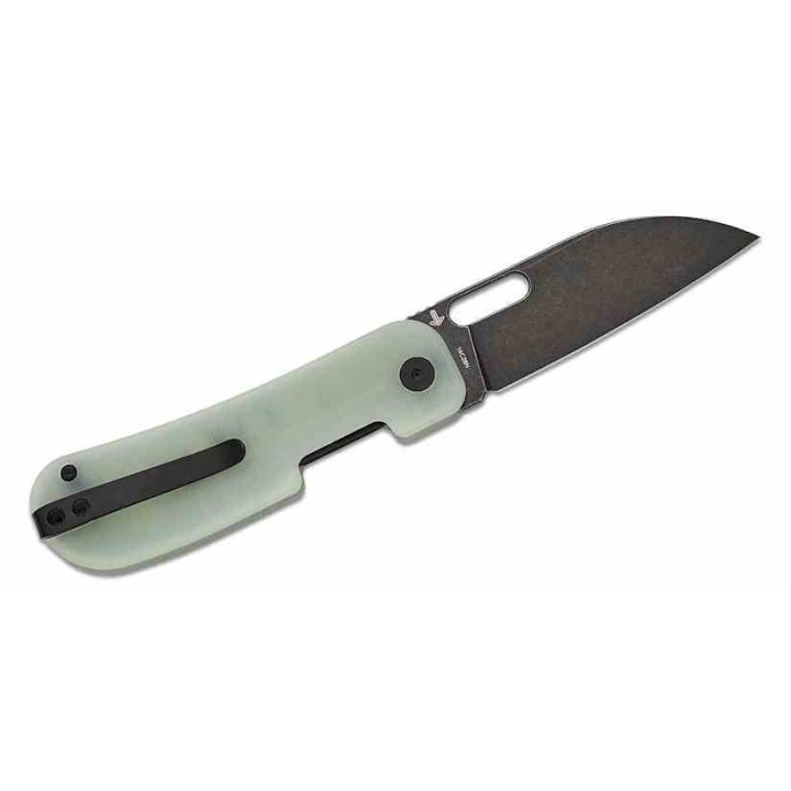 Couteau QSP Variant PE Jade Manche G10 Lame Acier 14C28N BLK Sheepsfoot IKBS Linerlock Clip QS154B - Livraison Gratuite