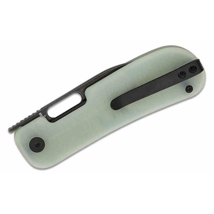 Couteau QSP Variant PE Jade Manche G10 Lame Acier 14C28N BLK Sheepsfoot IKBS Linerlock Clip QS154B - Livraison Gratuite