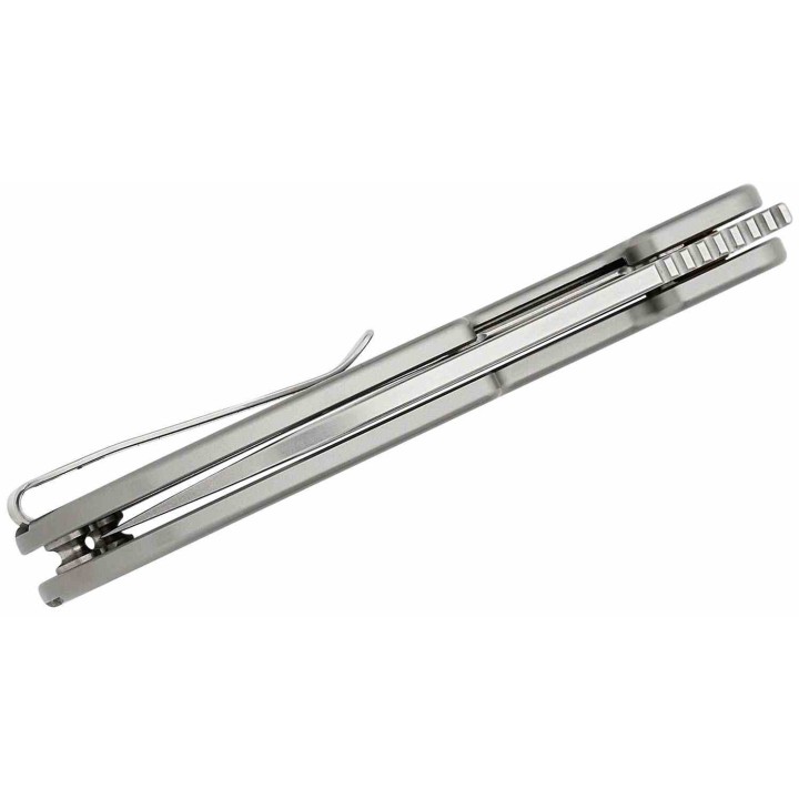 Couteau QSP Variant PE Gray Manche Titane Lame Acier 14C28N SW Sheepsfoot IKBS Linerlock Clip QS154E - Livraison Gratuite