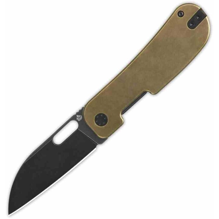 Couteau QSP Variant PE Bronze Manche Titane Lame Acier 14C28N BLK Sheepsfoot IKBS Linerlock Clip QS154G - Livraison Gratuite
