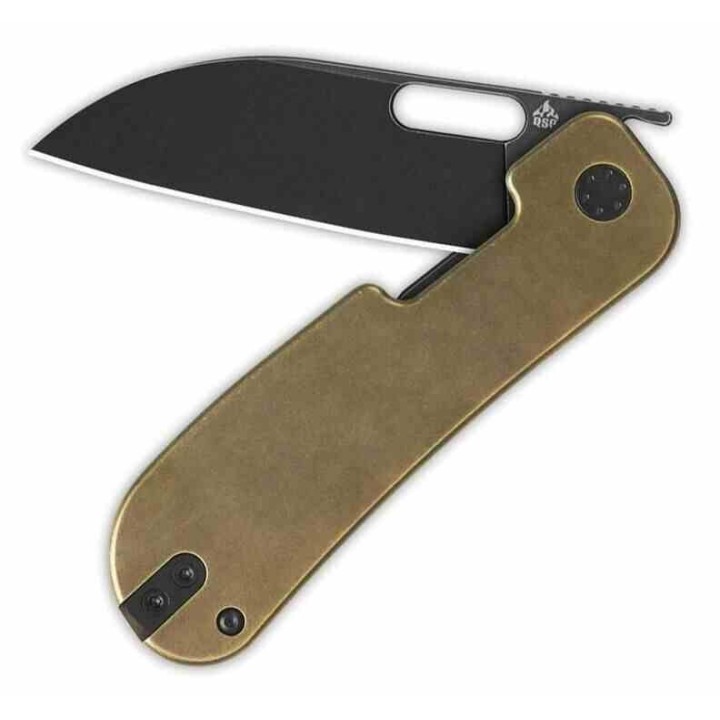Couteau QSP Variant PE Bronze Manche Titane Lame Acier 14C28N BLK Sheepsfoot IKBS Linerlock Clip QS154G - Livraison Gratuite