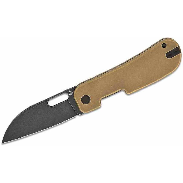 Couteau QSP Variant PE Bronze Manche Titane Lame Acier 14C28N BLK Sheepsfoot IKBS Linerlock Clip QS154G - Livraison Gratuite