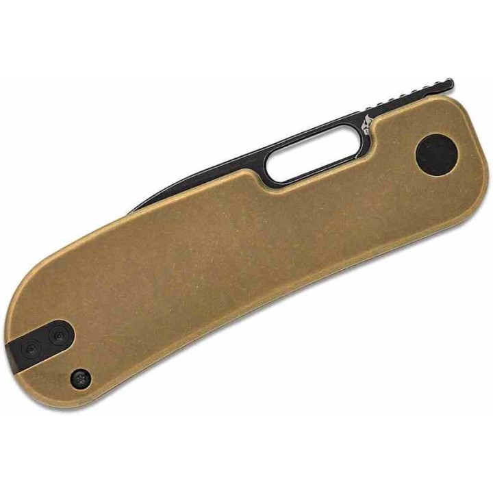 Couteau QSP Variant PE Bronze Manche Titane Lame Acier 14C28N BLK Sheepsfoot IKBS Linerlock Clip QS154G - Livraison Gratuite