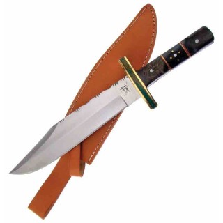 Couteau Frost Cutlery Trophy Stag Bowie Lame Acier Inox Manche Corne/Bois Manche Bois Etui Cuir FTS156 - Livraison Gratuite