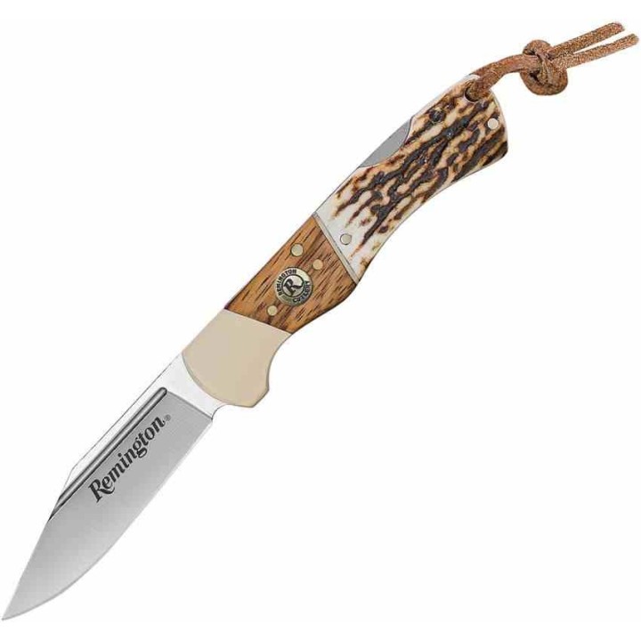 R15654 Couteau Canif Remington Guide Lockback Lame Acier 440 Manche Os & Bois - Livraison Gratuite