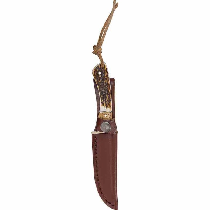 R15655 Couteau Remington Guide Jr. Skinner Lame Acier 440 Manche Os & Bois Etui Cuir - Livraison Gratuite