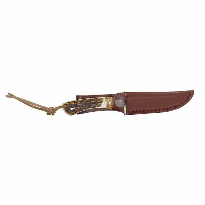 R15655 Couteau Remington Guide Jr. Skinner Lame Acier 440 Manche Os & Bois Etui Cuir - Livraison Gratuite