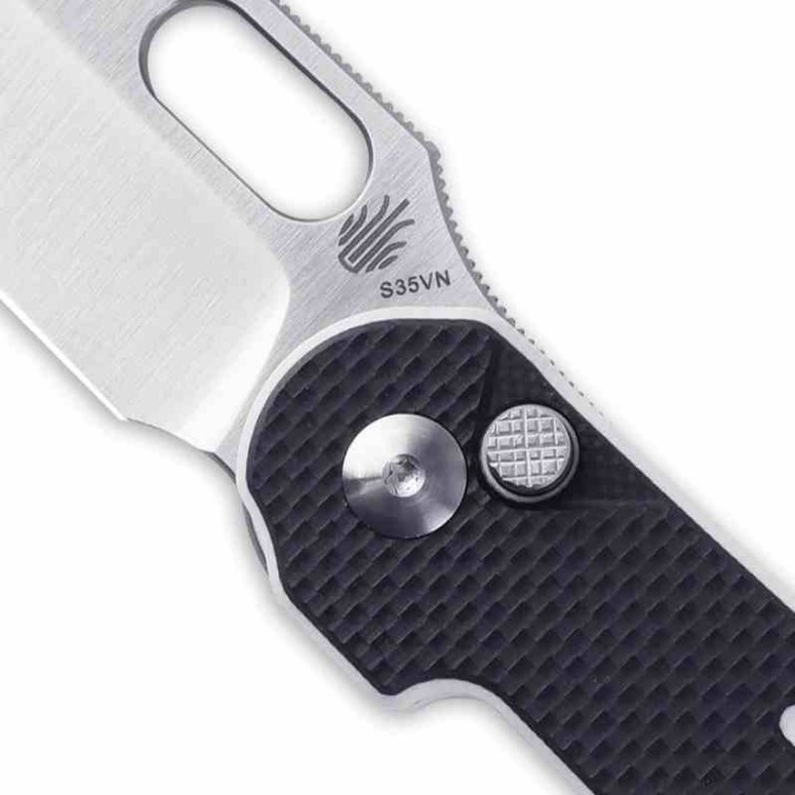 KI4562A2 Couteau Kizer Cutlery Cormorant Black/White Lame Acier S35VN Manche G10 Button Lock IKBS Clip - Livraison Gratuite