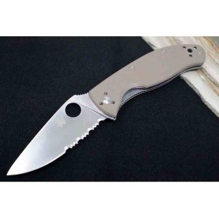 Couteau Spyderco Tenacious Brown Manche G10 Lame Acier CPM-M4 Serr Satin Liner Lock Clip SC122GBNM4PS - Livraison Gratuite