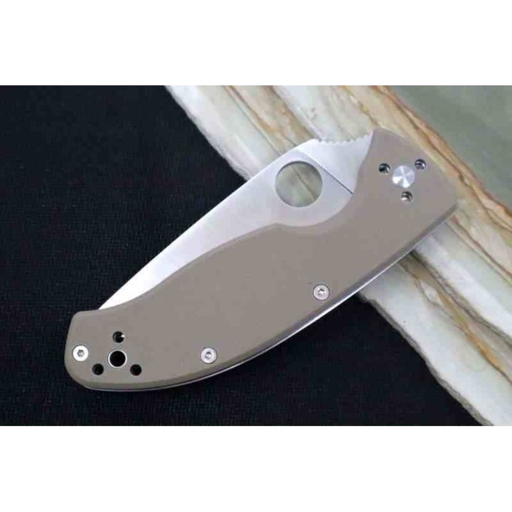 Couteau Spyderco Tenacious Brown Manche G10 Lame Acier CPM-M4 Serr Satin Liner Lock Clip SC122GBNM4PS - Livraison Gratuite