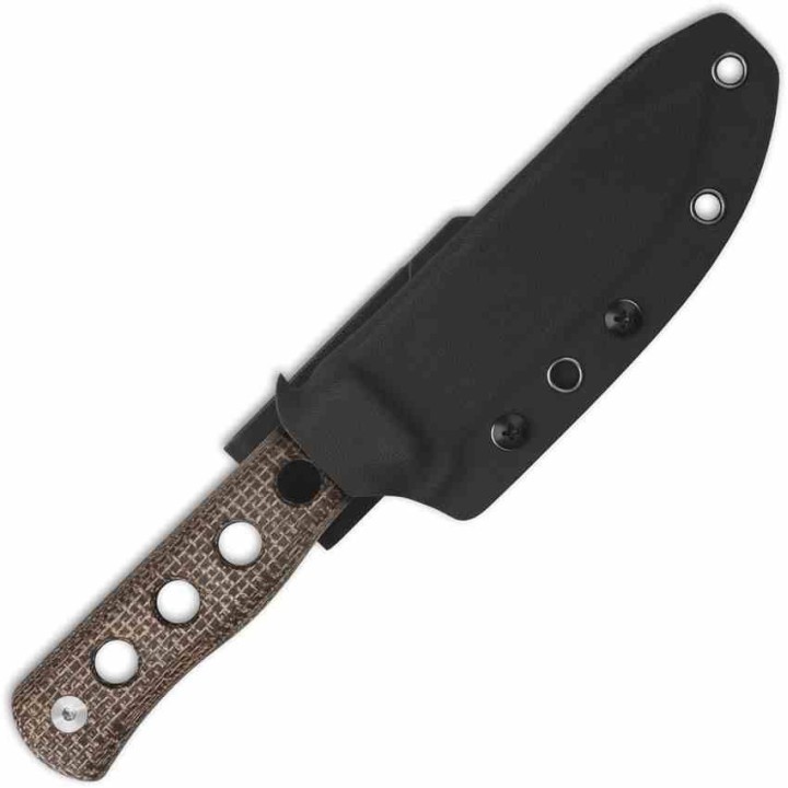 Couteau QSP Canary Fixed Blade Brown Lame Acier Cr8Mo2VSi SW Manche Micarta Etui Kydex QS155A1 - Livraison Gratuite