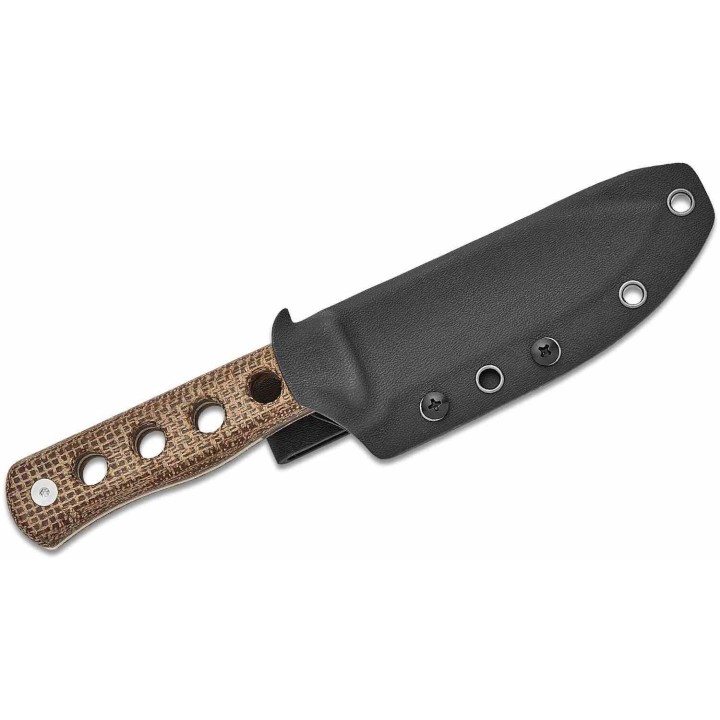 Couteau QSP Canary Fixed Blade Brown Lame Acier Cr8Mo2VSi SW Manche Micarta Etui Kydex QS155A1 - Livraison Gratuite