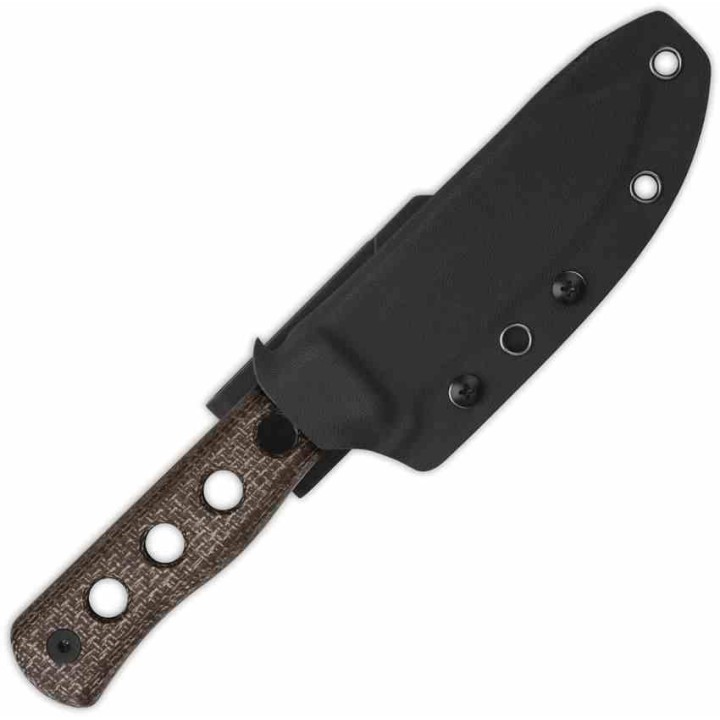 Couteau QSP Canary Fixed Blade Brown Lame Acier Cr8Mo2VSi BLK Manche Micarta Etui Kydex QS155A2 - Livraison Gratuite
