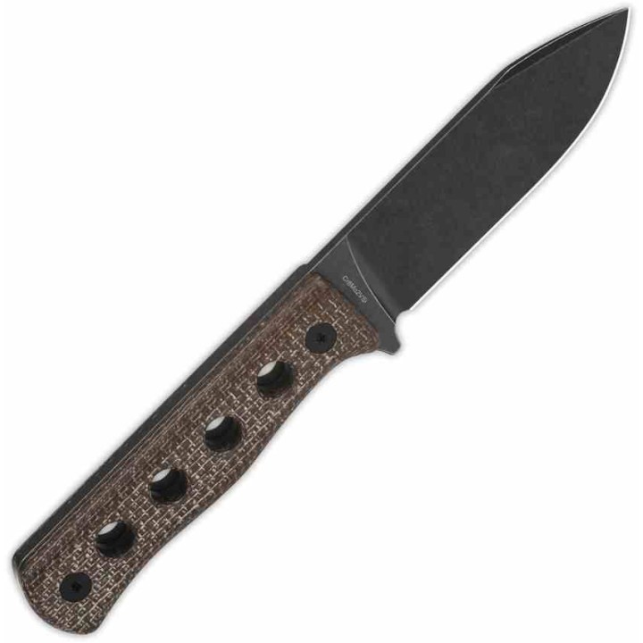 Couteau QSP Canary Fixed Blade Brown Lame Acier Cr8Mo2VSi BLK Manche Micarta Etui Kydex QS155A2 - Livraison Gratuite