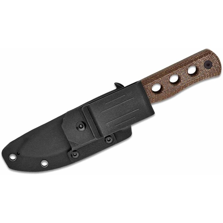 Couteau QSP Canary Fixed Blade Brown Lame Acier Cr8Mo2VSi BLK Manche Micarta Etui Kydex QS155A2 - Livraison Gratuite