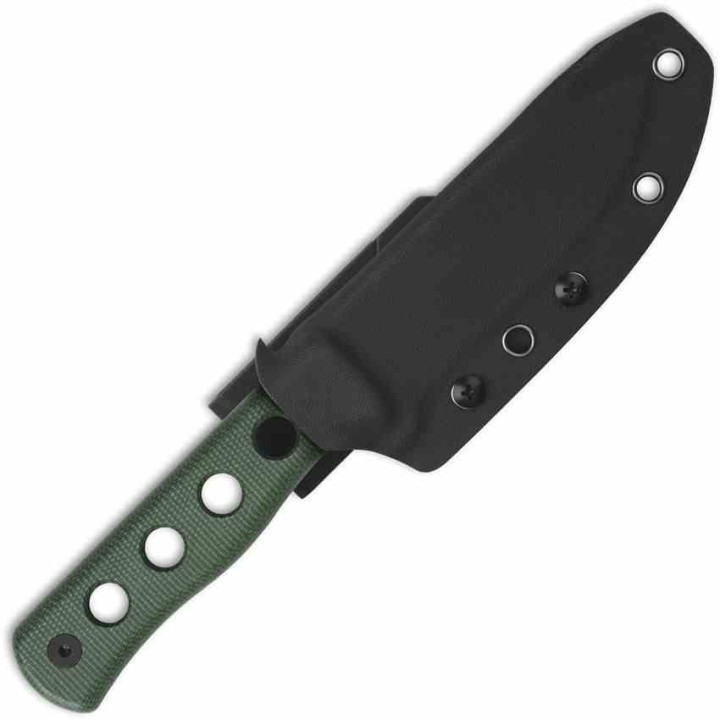 Couteau QSP Canary Fixed Blade Green Lame Acier Cr8Mo2VSi BLK Manche Micarta Etui Kydex QS155C2 - Livraison Gratuite