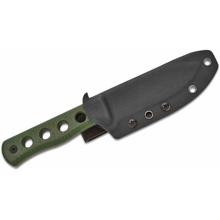 Couteau QSP Canary Fixed Blade Green Lame Acier Cr8Mo2VSi BLK Manche Micarta Etui Kydex QS155C2 - Livraison Gratuite