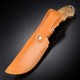 Couteau de Chasse Elk Ridge Hunter Lame Acier Carbone/Inox Manche 2 Bois Etui Cuir ER128 - Livraison Gratuite