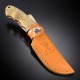 Couteau de Chasse Elk Ridge Hunter Lame Acier Carbone/Inox Manche 2 Bois Etui Cuir ER128 - Livraison Gratuite