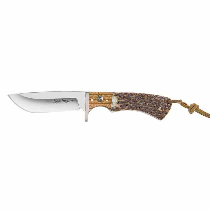 R15656 Couteau Remington Guide Skinner Lame Acier 440 Manche Bois de Cerf Etui Cuir - Livraison Gratuite